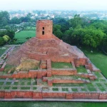 Aerial View of Chaukhandi Stupa in the Archaeological Remains of Sarnath