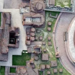 Aerial View of Archaeological Remains of Sarnath