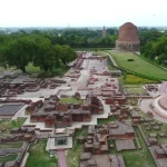Aerial View of Archaeological Remains of Sarnath