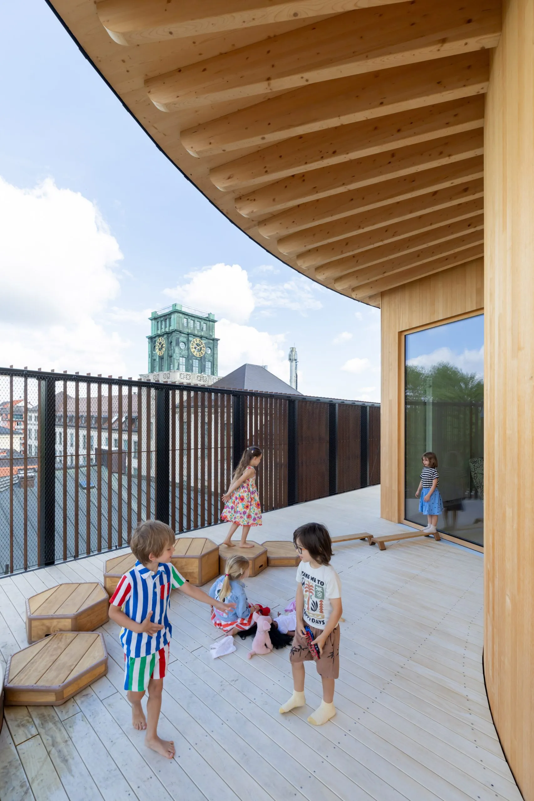 Kéré Architecture Designs a Five-Storey Timber Kindergarten at TUM Built Around Play, Community and Care